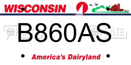 B860AS Wisconsin License Plate