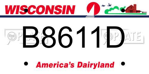 B8611D Wisconsin License Plate