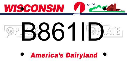 B861ID Wisconsin License Plate