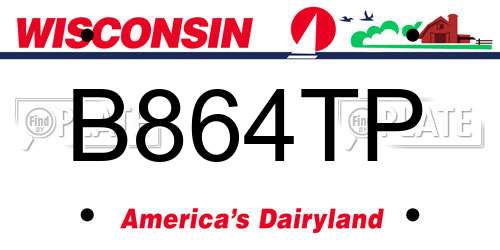 B864TP Wisconsin License Plate