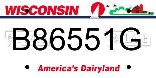 B86551G Wisconsin License Plate