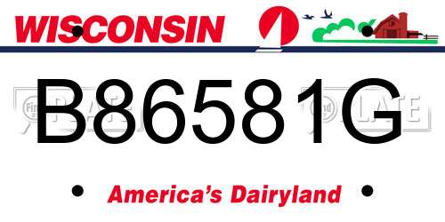 B86581G Wisconsin License Plate