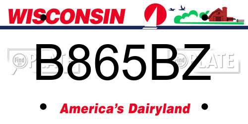 B865BZ Wisconsin License Plate