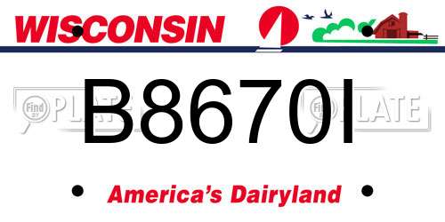 B8670I Wisconsin License Plate