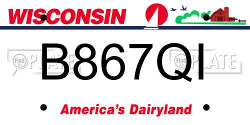 B867QI Wisconsin License Plate