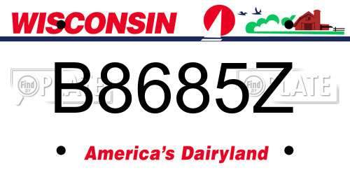 B8685Z Wisconsin License Plate