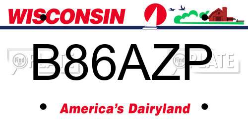 B86AZP Wisconsin License Plate
