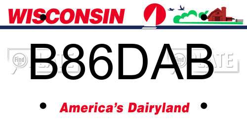 B86DAB Wisconsin License Plate