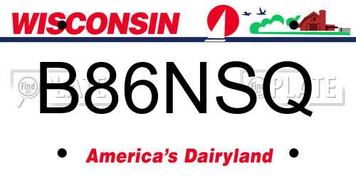 B86NSQ Wisconsin License Plate