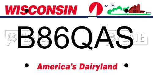 B86QAS Wisconsin License Plate