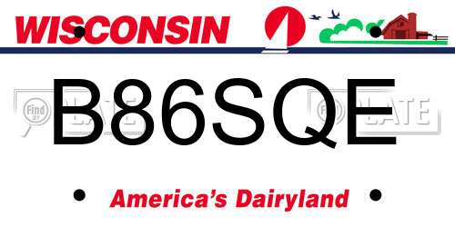 B86SQE Wisconsin License Plate