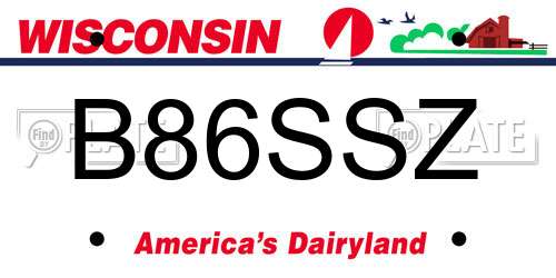 B86SSZ Wisconsin License Plate