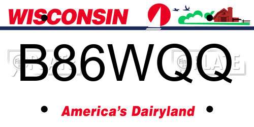 B86WQQ Wisconsin License Plate