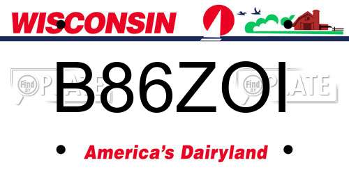 B86ZOI Wisconsin License Plate