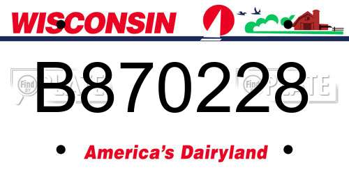 B870228 Wisconsin License Plate