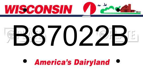 B87022B Wisconsin License Plate