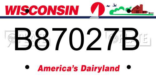 B87027B Wisconsin License Plate
