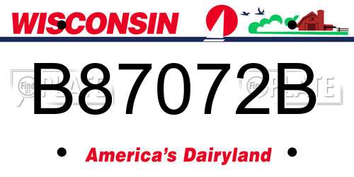 B87072B Wisconsin License Plate