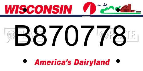 B870778 Wisconsin License Plate
