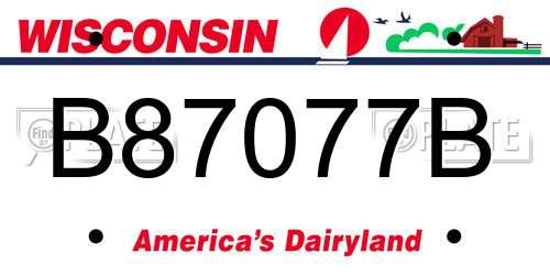 B87077B Wisconsin License Plate