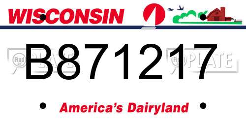 B871217 Wisconsin License Plate