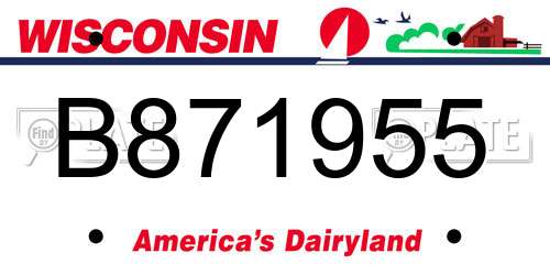 B871955 Wisconsin License Plate