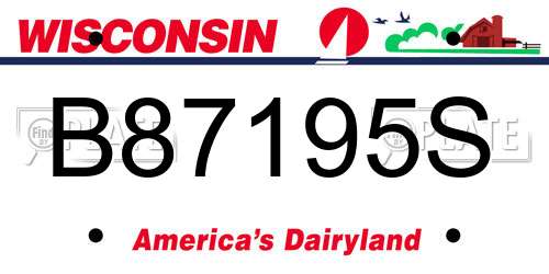 B87195S Wisconsin License Plate