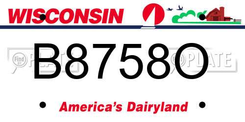 B8758O Wisconsin License Plate