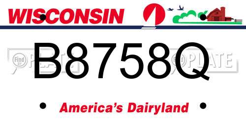 B8758Q Wisconsin License Plate
