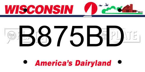 B875BD Wisconsin License Plate
