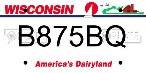 B875BQ Wisconsin License Plate