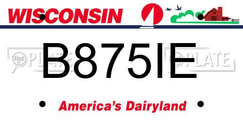 B875IE Wisconsin License Plate