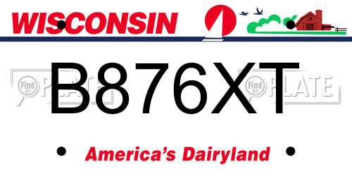 B876XT Wisconsin License Plate