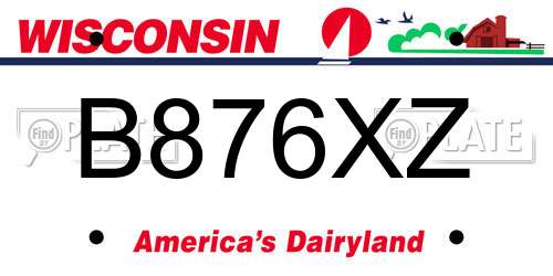 B876XZ Wisconsin License Plate