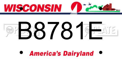 B8781E Wisconsin License Plate