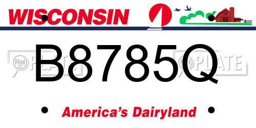 B8785Q Wisconsin License Plate
