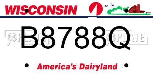 B8788Q Wisconsin License Plate