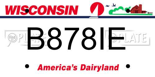 B878IE Wisconsin License Plate