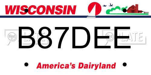B87DEE Wisconsin License Plate