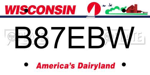 B87EBW Wisconsin License Plate