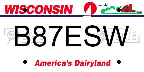 B87ESW Wisconsin License Plate