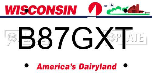 B87GXT Wisconsin License Plate