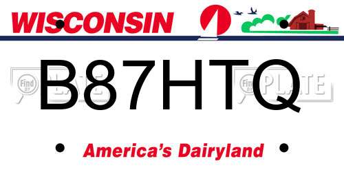 B87HTQ Wisconsin License Plate