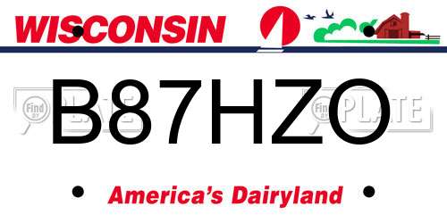 B87HZO Wisconsin License Plate