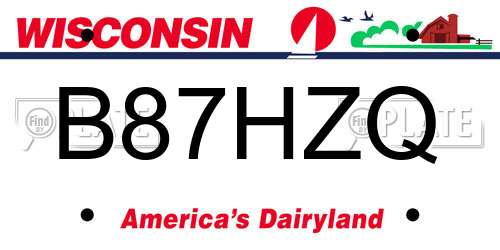 B87HZQ Wisconsin License Plate