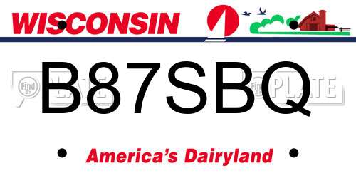 B87SBQ Wisconsin License Plate
