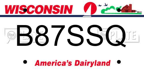 B87SSQ Wisconsin License Plate