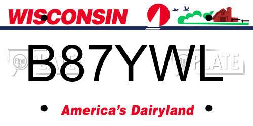 B87YWL Wisconsin License Plate