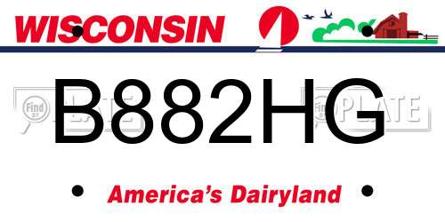 B882HG Wisconsin License Plate