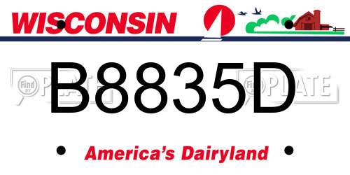B8835D Wisconsin License Plate